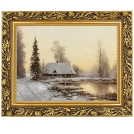 obraz-w-zlotej-ramie-makowka-w-rozmiarze-30x40-cm-stara-chata-zima
