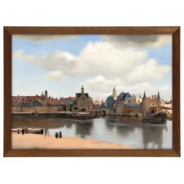 reprodukcja-obrazu-vermeer-widok-delft-w-brazowej-ramie-70x50-cm
