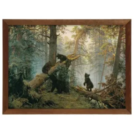 reprodukcja-morning-in-a-pine-forest-w-brazowej-ramie-70x50-cm
