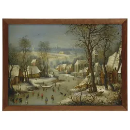 reprodukcja-brueghel-the-bird-trap-w-brazowej-ramie-70x50-cm