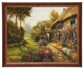 reprodukcja-dom-w-ogrodzie-40x50-cm-w-drewnianej-ramie-lakierowanej