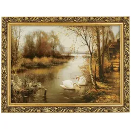 reprodukcja-obrazu-labedzie-w-zlotej-ramie-50x70-cm-zygmunt-konarski