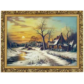 obraz-w-zlotej-ramie-makowka-50x70-cm-zima-zachod-slonca