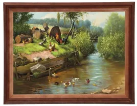 reprodukcja-obrazu-podworze-nad-rzeka-drewniana-rama-30x40cm