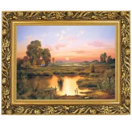 obraz-w-zlotej-ramie-makowka-w-rozmiarze-30x40-cm-moczary-zachod-slonca