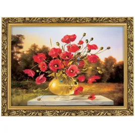 reprodukcja-makowka-50x70-cm-w-zlotej-ramie-cezary-rozycki