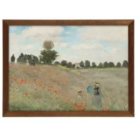obraz-monet-makowe-pole-w-brazowej-drewnianej-ramie-70x50-cm