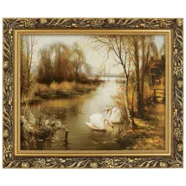 reprodukcja-obrazu-labedzie-z-konarski-w-zlotej-ramie-40x50-cm