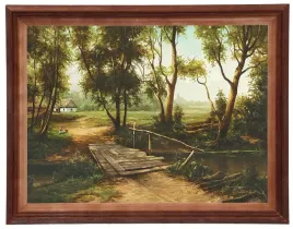 obraz-stary-mostek-zygmunt-konarski-w-drewnianej-ramie-30x40-cm