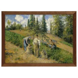reprodukcja-pissarro-the-harvest-pontoise-w-brazowej-ramie-70x50-cm