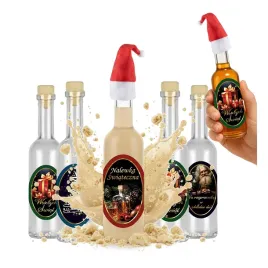 5x-butelka-futura-100ml-etykieta-owal-mini-czapka-mikolaja-na-likier-wino