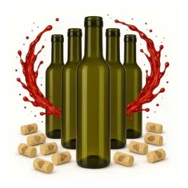 5x-butelki-szklane-brazowe-375ml-na-wino-alkohol-ocet-syrop-likier
