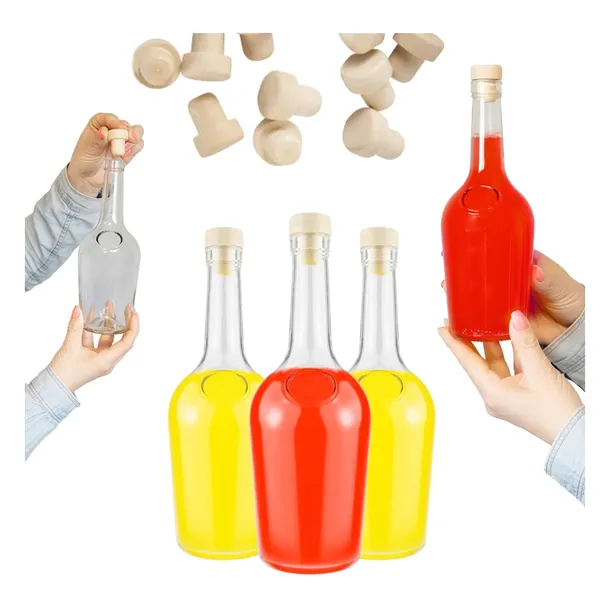 5x Butelka Gloria 500ml z korkiem na nalewki grube szkło ozdobna 0,5l