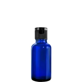 butelka-szklana-50ml-niebieska-z-nakretka-flip-top-czarna