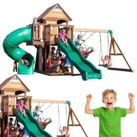 duzy-plac-zabaw-drewniany-ogrodowy-spiralna-zjezdzalnia-spirala-hustawki