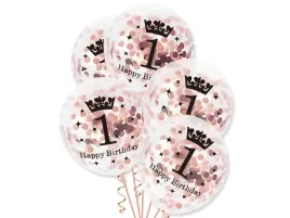 balony-przezroczyste-z-rozowo-zlotym-konfetti-na-roczek-30-cm-5-szt