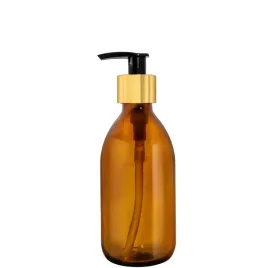 butelka-szklana-250ml-brazowa-z-pompka-zloto-czarna