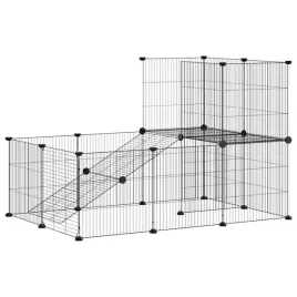 klatka-dla-zwierzat-z-bramka-20-paneli-czarna-35x35-cm-stal