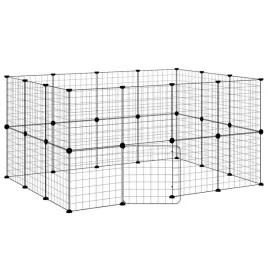 klatka-dla-zwierzat-z-bramka-28-paneli-czarna-35x35-cm-stal