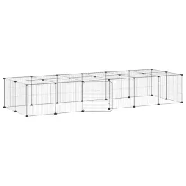 klatka-dla-zwierzat-z-bramka-28-paneli-czarna-35x35-cm-stal