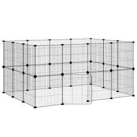 klatka-dla-zwierzat-z-bramka-28-paneli-czarna-35x35-cm-stal
