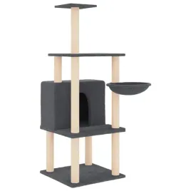 drapak-dla-kota-z-sizalowymi-slupkami-ciemnoszary-132-cm