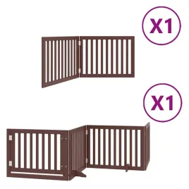 skladana-bramka-dla-psa-z-drzwiami-6-paneli-brazowa-480-cm
