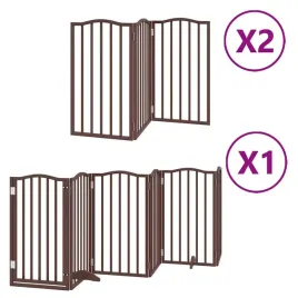 skladana-bramka-dla-psa-z-drzwiami-12-paneli-brazowa-600-cm