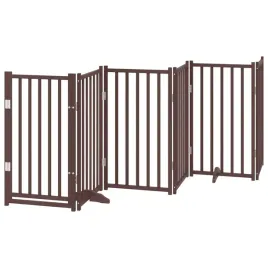 skladana-bramka-dla-psa-z-drzwiami-6-paneli-brazowa-300-cm