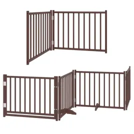 skladana-bramka-dla-psa-z-drzwiami-10-paneli-brazowa-800-cm