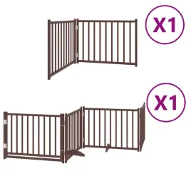skladana-bramka-dla-psa-z-drzwiami-6-paneli-brazowa-480-cm