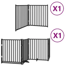 skladana-bramka-dla-psa-z-drzwiami-6-paneli-czarna-480-cm