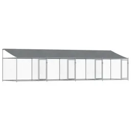 klatka-dla-psa-z-dachem-i-drzwiami-szara-8x2x2-m-stal