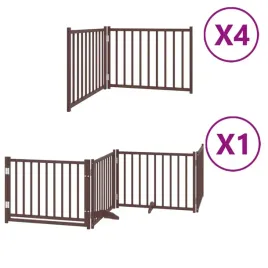 skladana-bramka-dla-psa-z-drzwiami-12-paneli-brazowa-960-cm