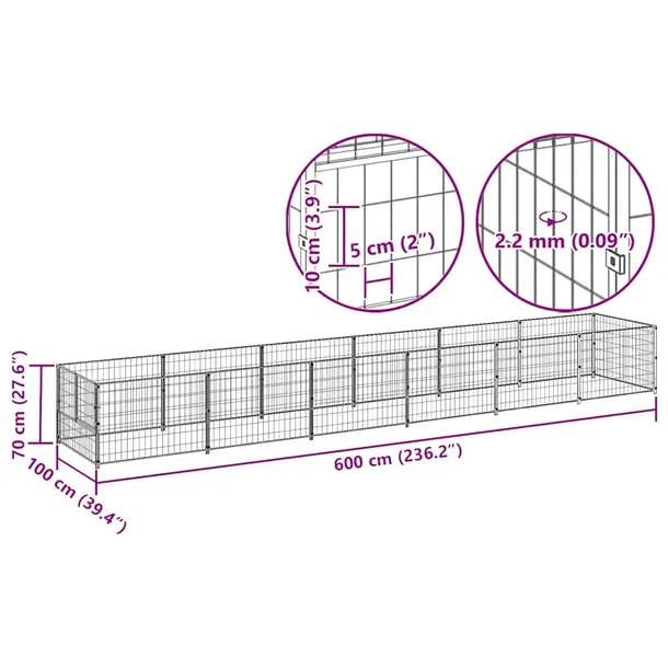 kojec-dla-psa-czarny-6-m-stalowy-wysokosc-produktu-70-cm