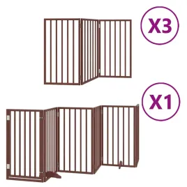 skladana-bramka-dla-psa-z-drzwiami-15-paneli-brazowa-750-cm