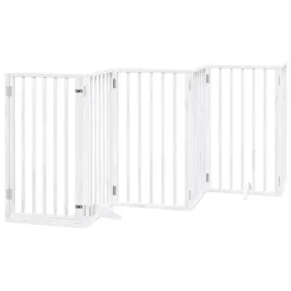 bramka-dla-psa-z-drzwiami-skladana-6-paneli-biala-300-cm-drewno-topolowe