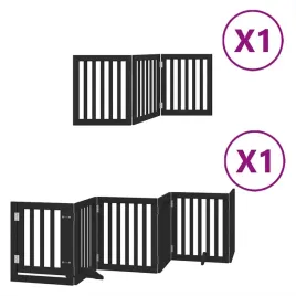 skladana-bramka-dla-psa-z-drzwiami-9-paneli-czarna-450-cm