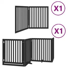 skladana-bramka-dla-psa-z-drzwiami-6-paneli-czarna-480-cm