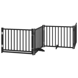 skladana-bramka-dla-psa-z-drzwiami-4-panele-czarna-320-cm