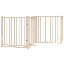 bramka-dla-psa-z-drzwiami-skladana-4-panele-320-cm-lite-drewno-jodlowe
