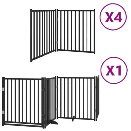skladana-bramka-dla-psa-z-drzwiami-12-paneli-czarna-960-cm