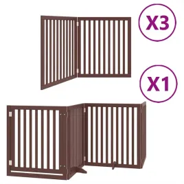 skladana-bramka-dla-psa-z-drzwiami-10-paneli-brazowa-800-cm
