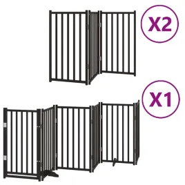 skladana-bramka-dla-psa-z-drzwiami-12-paneli-czarna-600-cm
