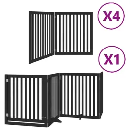 skladana-bramka-dla-psa-z-drzwiami-12-paneli-czarna-960-cm