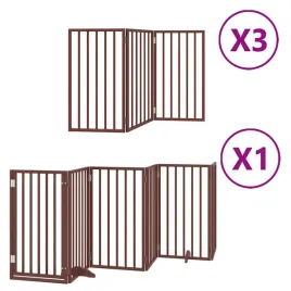 skladana-bramka-dla-psa-z-drzwiami-15-paneli-brazowa-750-cm