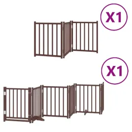 skladana-bramka-dla-psa-z-drzwiami-9-paneli-brazowa-450-cm