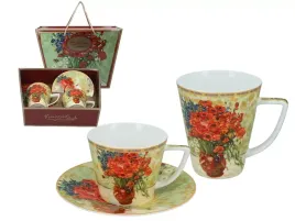 carmani-kpl-filizanka-i-kubek-v-van-gogh-czerwone-maki-i-stokrotki