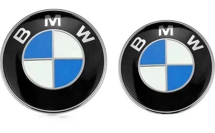 BMW ZNACZEK LOGO MASKA KLAPA 82mm + 74mm KOMPLET EMBLEMAT E46 E90 F10 F30