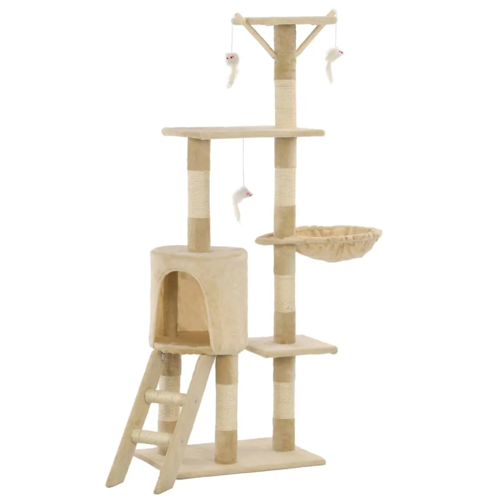 drapak-kotyplus-bezowy-138cm-domek-platforma-myszki-stan-nowy